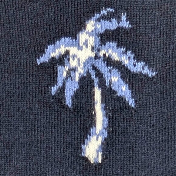 Chico's Pullover‎ Sweater Size 0 Womens Small 4 Blue Palm Tree Design 3/4 Sleeve - Picture 2 of 11